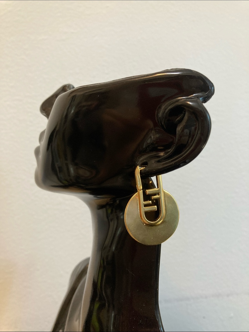 Fendi Gold Disc Drop Earrings
